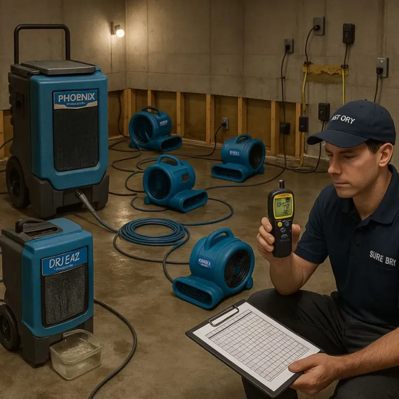 Structural Drying and Dehumidification process in Gholson, TX